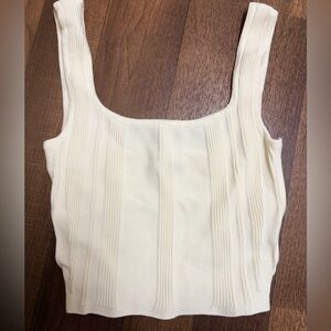 GUESS ivory ribbed square neck crop top size XS